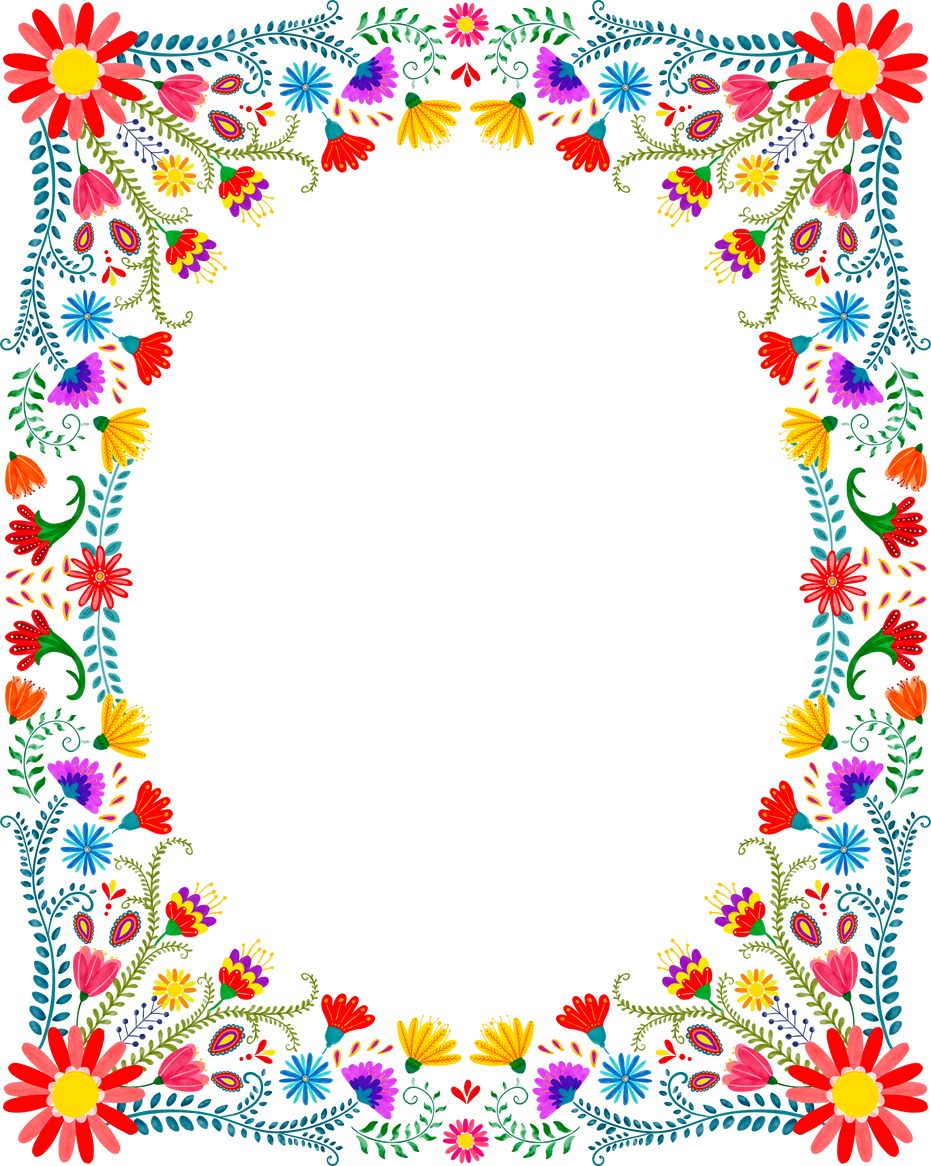 Watercolor mexican flower frame